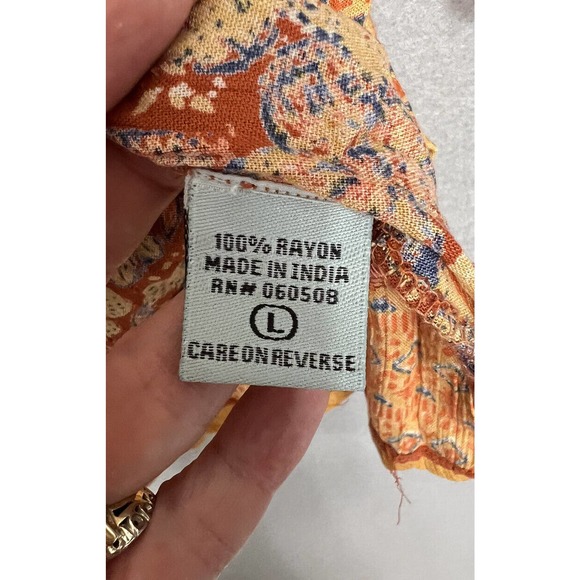 NWT Nostalgia Women’s Boho Long Sleeve Mini Orange Dress Size Large - Picture 12 of 16